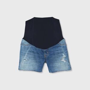 Isabel Maternity by Ingrid & Isabel Distressed Blue Jean Shorts
